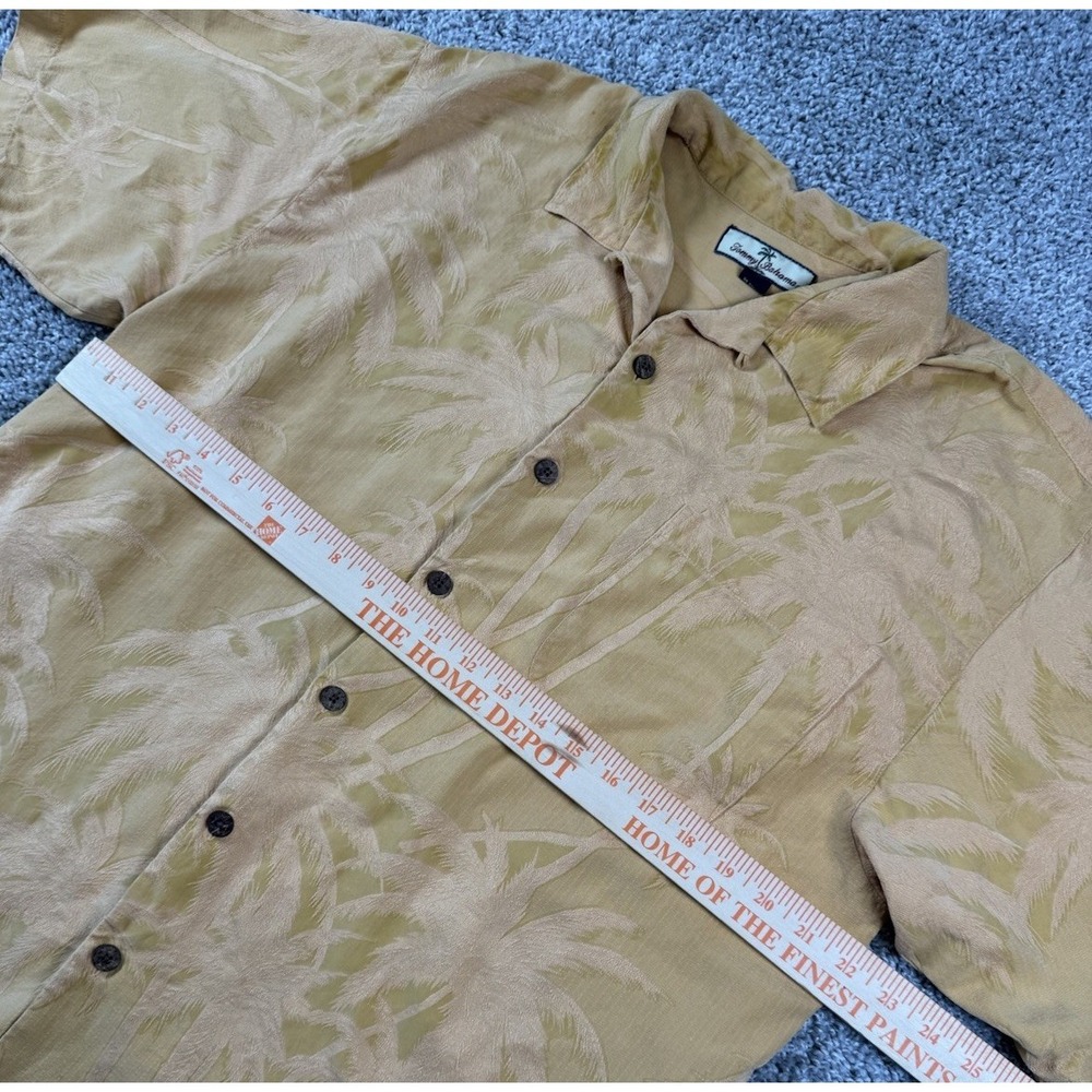 Tommy Bahama Mens Jacquard Print Silk Shirt Palm Tree Coconut Buttons Large - Picture 5 of 6